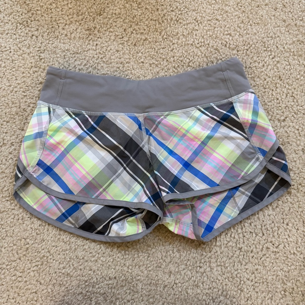 Lululemon Run: Speed Short *2-way Stretch Rad Plaid Lullaby Reflective Size 4